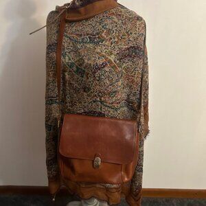 Valentia Vintage Red Brown Leather crossbody with gold tone hardware
